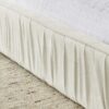 Queen Size Upholstered Platform Bed Frame With Chenille Fabric And Pleated Design - Beige - Image 8