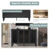 Retro TV Stand For TVs Up To 43", Entertainment Center Media Console Cabinet With 3 Spacious Cabinets, Glass Cabinet Doors And Anti-Tip Device For Living Room - Black - Image 8