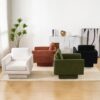 360° Modern Swivel Accent Chairs Round Armchair, Thick Padded Lounge Sofa Upholstered Comfy (Set of 2) - Cream - Image 13