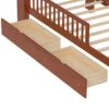 Twin Size Bed With Headboard Storage Rack, 2 Under Bed Drawers, 3 - Side Guardrails For Safety And Security - Walnut - Image 14