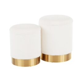 Marla - Contemporary Nesting Ottoman Set - Gold / Cream