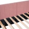Upholstered Daybed With Trundle Twin Size Sofa Bed Frame No Box Spring Needed, Linen - Pink - Image 8