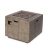 Outdoor Patio Gas Burning Fire Pit Table 50, 000 Btu, Square, Iron Wood Pattern - Brown - Image 7
