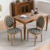 French Style Solid Wood Frame Antique Painting, Hand-Pulled Buckle Decoration Artificial Leather Dining Chair With Nailhead Trim, Wood Legs (Set of 2) - White Pine / Green - Image 12