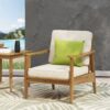 Birdsong - Outdoor Club Chair With Slat Back And Seat Cushion - Beige - Image 10