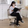 Armless Office Desk Chair No Wheels - White - Image 20