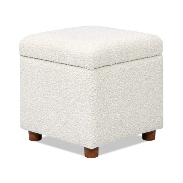 Upholstered Storage Ottoman - Ivory White