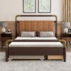 Queen Size Storage Platform Bed, With 2 Big Drawers, Twin Long Size Trundle - Walnut - Image 12
