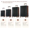 Hardshell Luggage Sets 6 Piece Suitcase Set, Expandable Lightweight Suitcases With Wheels, Tsa Lock - Black Brown - Image 4