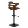 Cosi - Mid-Century Modern Adjustable Barstool With Swivel With Rounded T Footrest (Set of 2) - Black / Walnut / Brown - Image 4