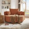 360° Swivel Chair Accent Barrel Chair Swivel Round Sofa Chair With 3 Removable Pillows For Living Room, Office And Hotel - Orange Red - Image 9