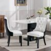 Nikki - Modern, High-End Tufted Solid Wood Contemporary And Velvet Upholstered Dining Chair With Wood Legs Nailhead Trim (Set of 2) - White / Black - Image 14