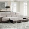 Kia - Sectional With Power And USB - Beige / Brown - Image 4