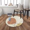 Rabbit - Washable Non - Slip Round Rug - Ivory / Red - Image 4