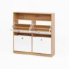Shoe Storage Cabinet With 4 Flip Drawers And Wooden Handle For Entryway - Natural - Image 14