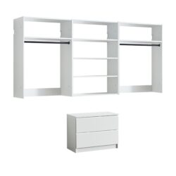 Devi - Wall Mounted Wood Closet System With Modular Units - White