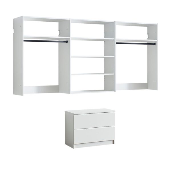 Devi - Wall Mounted Wood Closet System With Modular Units - White