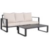 3 Seat Sofa With Rectangular Coffee Table, American Cloth Cushion Tino Tino - Milky White - Image 2