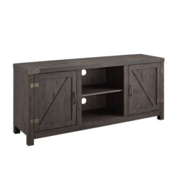 Modern Farmhouse Barn Door 3 Shelf TV Stand For TVs Up To 65” - Sable Gray