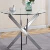 Dining Table With Cross Metal Leg And Tempered Glass, Modern Space Saving Kitchen Table For Living Room Legs - Chrome - Image 11