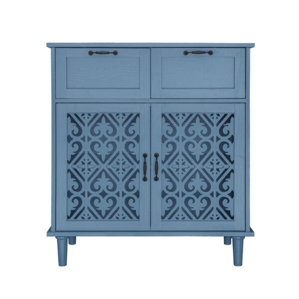2 Door 2 Drawer Cabinet, American Furniture, Suitable For Bedroom, Living Room, Study - Blue