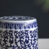 Ceramic Garden Stool, Small Side Tabel - White / Blue - Image 8