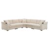 Convertible L Shaped Sectional Corner Couch With Armrest Storage Cup Holders USB Charger, Irregular Corner Oversized Comfy Modular Sofa - Beige - Image 4