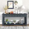Hearth & Haven Clara - Console Table With Storage Drawers And Bottom Shelf Navy - Navy - Image 7