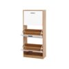 Freestanding Shoe Storage Cabinet With 3 Flip Drawers - White / Natural - Image 13