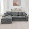 Cloud Sectional Sofa Upholstered Sofa Couch With Double-Layer Cushion And Side Pockets, Free Combined Sectional Sofa Full Compressed Sofa For Living Room - Gray - Image 6
