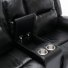2 Seater Home Theater Recliner Manual Recliner Chair With A Led Light Strip Two Cup Holders And A Storage Box For Living Room - Black - Image 25