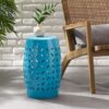 Lilac - Lace Cut Side Table Iron Compact Design - Blue - Image 4