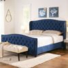 Marcella - King Upholstered Shelter Headboard Bed Set - Dark Sapphire Blue - Image 10