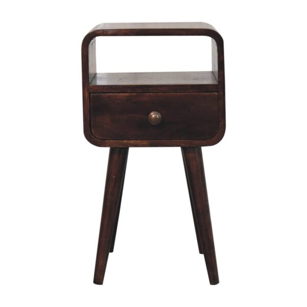 Mini Curved Bedside Table With Open Slot - Walnut