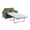 Twin Size Sofa Bed Sleeper Sofa Loveseat With Foldable Mattress, Side Table, USB Ports - Green - Image 10