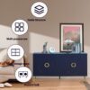 Modern Lacquered 4 Door Wooden Cabinet Sideboard Buffet Server Cabinet Storage Cabinet, For Living Room, Entryway, Hallway, Office, Kitchen And Dining Room - Navy Blue - Image 7