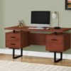 Computer Desk For Home Office, Laptop, Left, Right Set - Up, Storage Drawers, Contemporary & Modern - Cherry - Image 3
