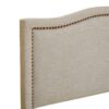 King Size Upholstered Panel Headboard With Copper Nailheads And Adjustable Metal Legs - Natural - Image 6