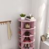 360 Rotating Shoe Cabinet 6 Layers - Pink - Image 5