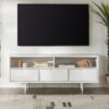Mid-Century Modern 3 Drawer Solid Wood TV Stand For TVs Up To 65" - White - Image 6
