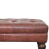 Buffalo - Brown Leather Ottoman With Castor Legs - Walnut - Image 6