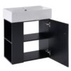 Modern Floating Bathroom Vanity With Ceramic Basin, Perfect For Small Bathrooms, Left Side Storage - Black - Image 14