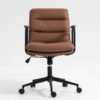 Office Chair, Mid Back Home Office Desk Task Chair With Wheels And Arms Ergonomic Computer Rolling Swivel Chair With Padded Armrest - Brown - Image 4