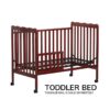 Crib 3 In 1 Convertible, Made Of Sustainable Pinewood, Non Toxic Finish, Comes With Locking Wheels, Wooden Nursery Furniture - Cherry - Image 9