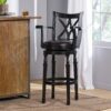 Elegant Leather Swivel Bar Stool With Arms - Espresso - Image 6