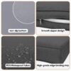 14 Pack Cushion Covers For 7 Piece Wicker Rattan Sectional Sofa (6 Seater), Outdoor Seat And Back Slipcovers With Zippers - Gray - Image 3