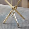 Contemporary Round Clear Dining Tempered Glass Table With Gold Finish Stainless Steel Legs - Gold - Image 3