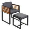 18 Pieces Acacia Wood Patio Dining Set, Space Saving Outdoor Patio Set, 8 Cushioned Chairs & 8 Ottomans & 2 Square Table, For Backyard, Garden, Deck And Poolside - Gray - Image 6