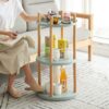 Storage Shelf, 360° Rotating Bookshelf, 3 Tier Bookcase With Large-Capacity Storage Space, Multifunctional Storage Rack, Compact Design For Living Room - Natural - Image 11