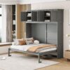 Full Size Murphy Wall Bed With Top Cabinets Space Saving - Gray - Image 18
